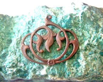 Vintage metal decorative jewelry ornament supply, copper color  jewelry making finding, 34mmx30mm