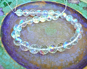 Vintage Swarovski-kristallen bolkralen: helder AB-gefacetteerd 14 mm (6 stuks)