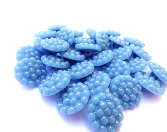 10 Antique Vintage glass buttons unique blue shade 15mm