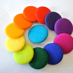 12 button, 12 colors, 100% wool felt covered buttons 38mm/3.8cm/60L