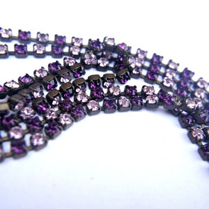 18 inches Vintage Swarovski chain, strass rhinestone chain, Swarovski crystals embedded in brass setting-Swc59