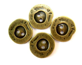 6 Buttons metal  vintage brass free shape buttons, great for buttons jewelry, 20.5mm