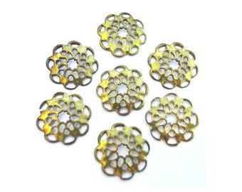 12 Vintage filigree flower shape 13mm can be cap beads