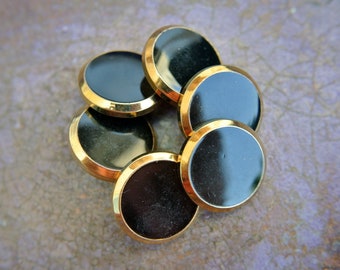 60 boutons vintage cercle plastique couleur bronze avec centre noir 21mm
