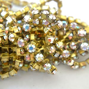 18 inches Vintage Swarovski chain, srass rhinestone chain, Swarovski crystals embedded in brass setting-Swc113