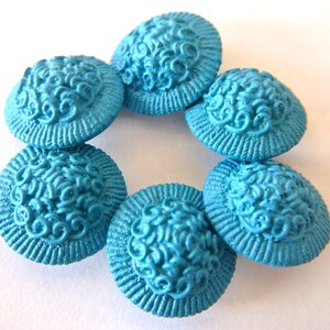 6 pcs Antique vintage plastic buttons,  turqouise color-select size