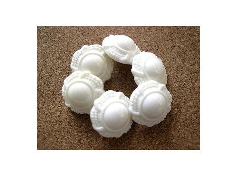 thick 6 Vintage flowers buttons white plastic shank buttons-choose size