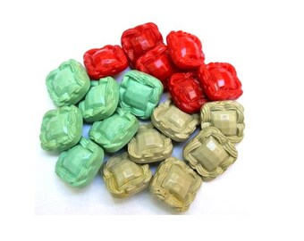 18 Antique vintage plastic buttons 3 colors square plastic shank buttons 16mm