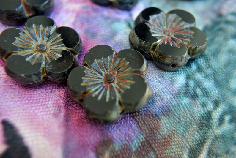 2 Glass Beads Flower Shape 21mm Czech Flower Beads ART Etsy