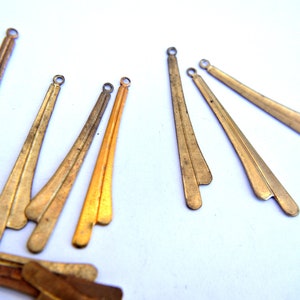6 Vintage metal parts for dangling brass color, 38mm length