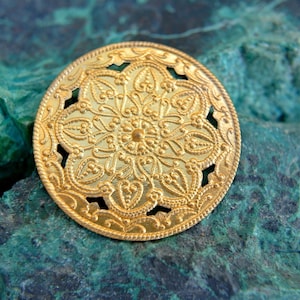 Vintage metal stamping flower, 36mm old stock