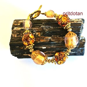 Vintage Swarovski Crystal Bead Bracelet: Antique Style, 8.5 inch