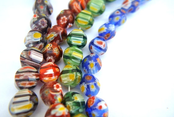 Murano Style Millefiori Round Beads,6mm Flower Glass Beads,8mm Millefiori  Beads,colorful Bulk Beads for Jewelry Making,4mm Millefiori Beads 