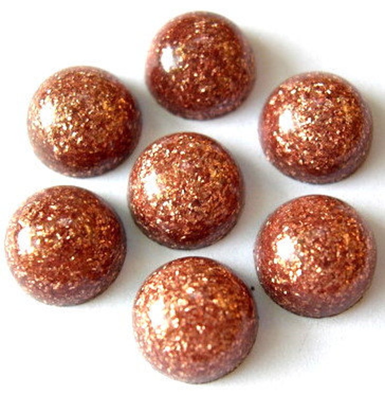 11mm 6mm height lucite plastic with glitters unique color 10 Vintage cabochon