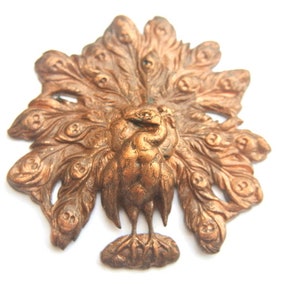 Vintage peacock bird metal stamping finding, heavy-choose size
