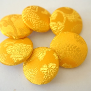 6 Handmade Metallic Fabric Covered Buttons: 32mm Cloth Buttons