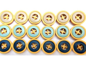 18 Vintage buttons, 3 colors, 18mm