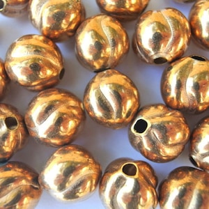 6 Vintage metal beads 14mm, unique color beads, RARE BEADS