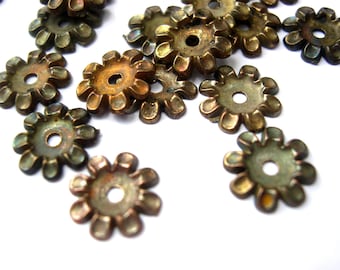 25 bloemkralen, metaal, vintage, 10 mm