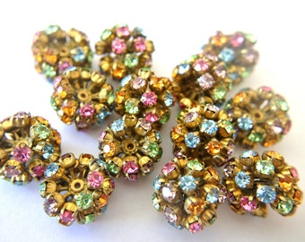 SWAROVSKI BEAD  antique vintage metal with crystals 18mmx15mm