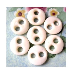 10 Vintage glass buttons white to cream, 14mm