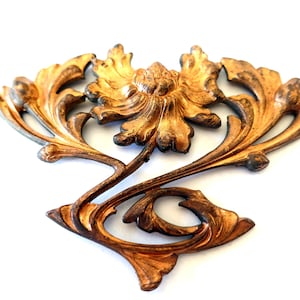 Vintage Copper Metal Stamping Ornament: Flower Large Rare Piece about 4x3inch