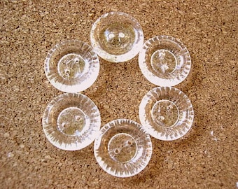 6 Antique vintage crystal Czech glass buttons 18mm