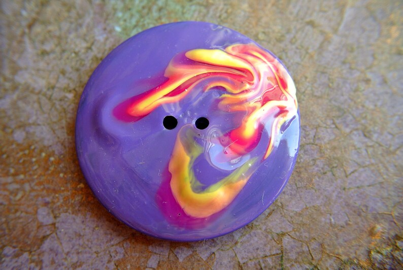 handpainted VINTAGE button Button large button designed art button purple 50mm