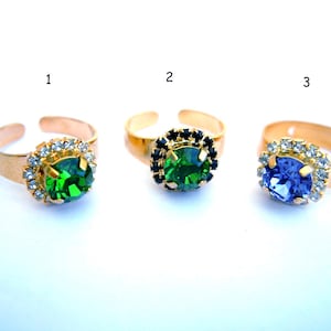 Swarovski crystal ring, large crystal, large ring, adjustable ring, artisian ring-select ring