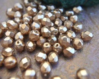 30 Beads, glass beads, faceted beads Czech crystal beads in metalic color  5mmx6mm