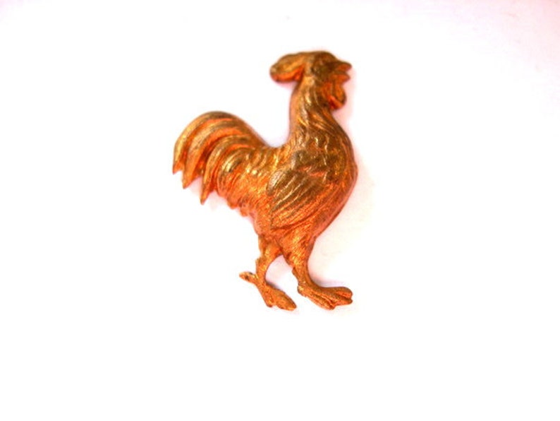 2 Cock, rooster, vintage metal stamping animals shape image 2