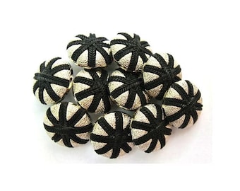 Vintage plastic buttons silver color with black rays 14mm-select amount