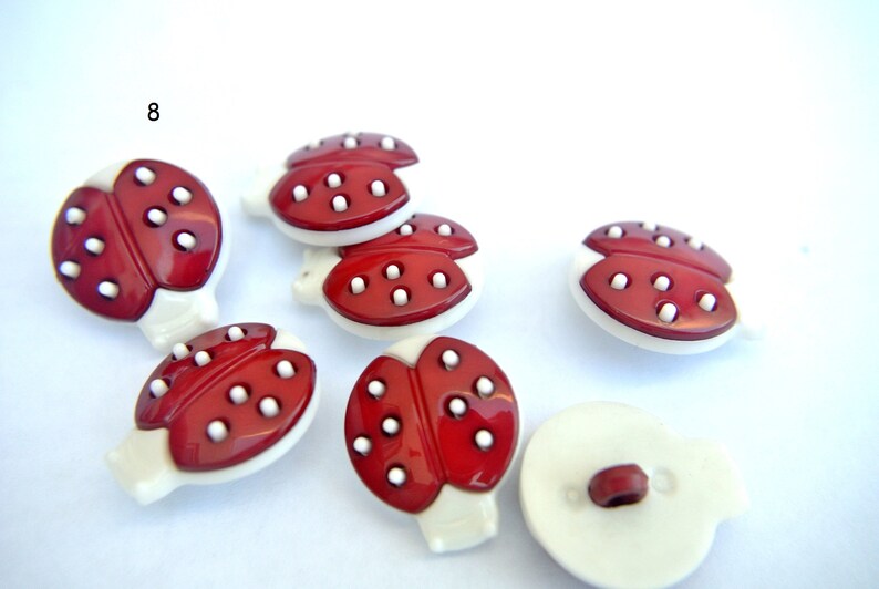 6 Vintage Ladybug Buttons in 10 Colors 19mmx16mm, Children Buttons ...