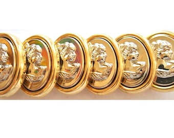 Vintage buttons women portraite silver color with gold color circle plastic oval shape 25mmx20mm/Sa11-select amount
