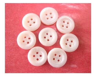 10 Buttons, vintage, white milk glass buttons, can be use as a bead, 13.5mm /GB3