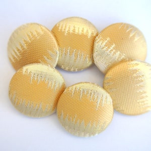 6 Fabric covered buttons, handmade buttons, yellow with gold color 32mm/3.2cm