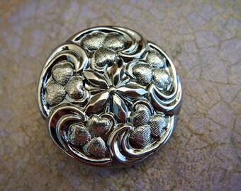 6 boutons fleurs vintage couleur argent avec 40mm