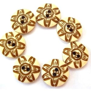 6 botones de plástico con flores vintage, flores étnicas, ideales para joyería con botones - seleccione el tamaño