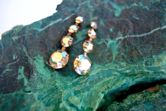 10pcs Vintage Swarovski jewelry findings rhinestone crystals in brass setting