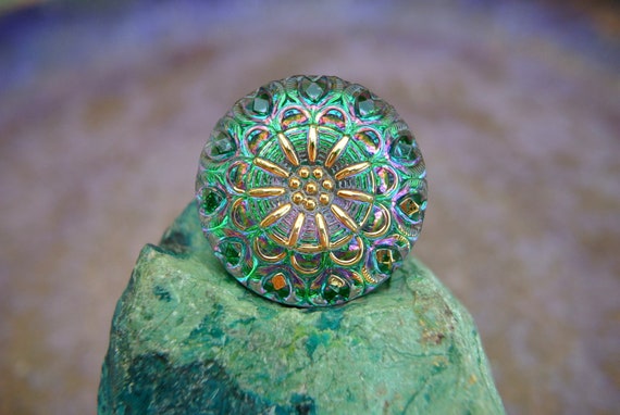 Glass button Czech handmade flower desined colorful painted jewel button BOHEMIAN BUTTON 32mm