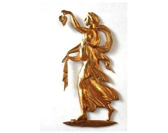 Women figure of Greece mythology, vintage metal stamping RARE, large