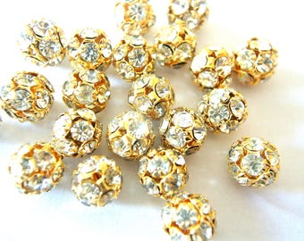 Kralen: 6 stuks vintage heldere Swarovski-kristallen vergulde setting, 10 mm ZELDZAAM