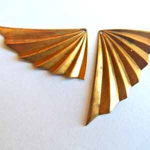 2 Vintage metal beads, brass color, unique, 39mmx21mm