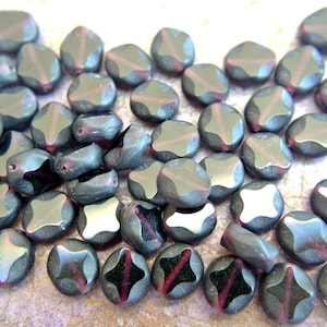 14 Czech glass beads flat oval 9mmx8mm glass Czech beads