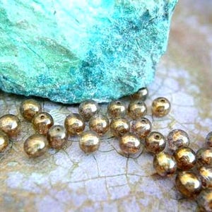 30 Czech glass beads, translucent brown Czech beads 6mm