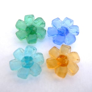 7 glass buttons, flowers, antique, vintage, rare-select color and size