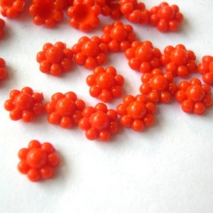 50 Vintage flowers cabochon,red orange 6mm, proper for jewelry, scrapbooking, crafts