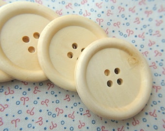 6 Wood  buttons NEW BUTTONS 40mm, natural wooden buttons, new buttons