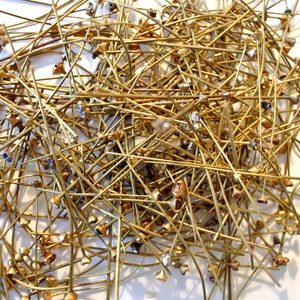 MIX lot of vintage Swarovski brass headpins with crystals, assorted colors and sizes, jewelry making findings-select quantity image 2