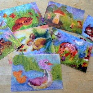 ESTAMPAS PEQUENAS, 6 gravuras, arte infantil, arte infantil, decoração de parede, artes educacionais Waldorf, artes em fibra, cartões de bênção, tamanho de cartão postal